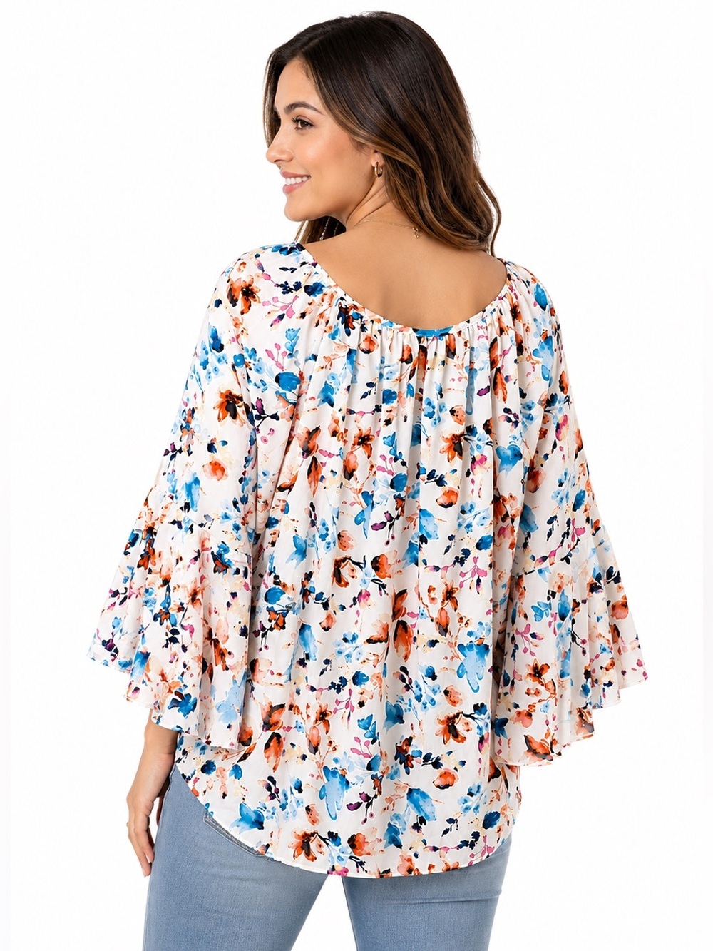 Floral Off Shoulder Bell Sleeve Top - Picture 2 of 4